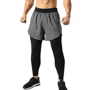 Kompressions-Laufhose für Herren 2 in 1 mit Leggings und Shorts