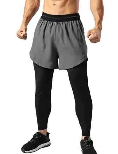 Kompressions-Laufhose für Herren 2 in 1 mit Leggings und Shorts