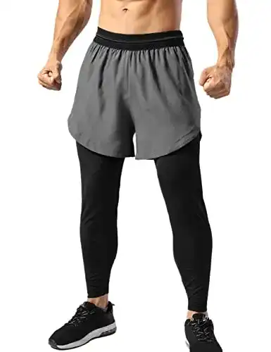Kompressions-Laufhose für Herren 2 in 1 mit Leggings und Shorts