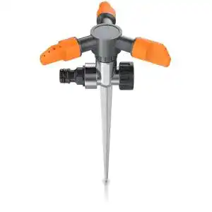Flächenregner Brandson 3-fach Rasensprinkler mit Erdspieß und 360-Grad-Drehung