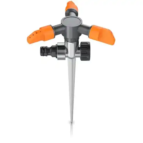 Flächenregner Brandson 3-fach Rasensprinkler mit Erdspieß und 360-Grad-Drehung