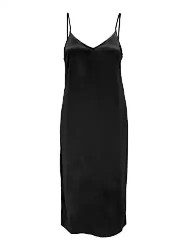 Satin-Kleid ONLY Damen Onlvictoria Satin Strap Mid Dress Noos in Schwarz