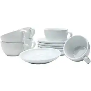 Cappuccino Tassen Set 12-teilig – 200 ml – Weiß – Porzellan