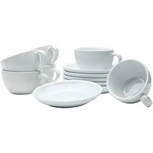 Cappuccino Tassen Set 12-teilig – 200 ml – Weiß – Porzellan
