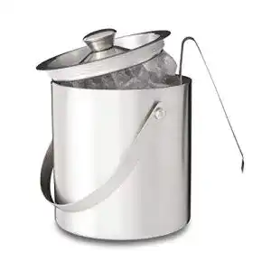 Eiskübel Relaxdays mit Deckel und Eiszange, rund, 1,5 Liter