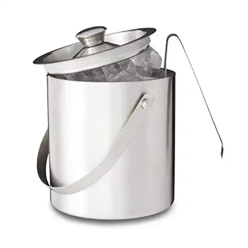 Eiskübel Relaxdays mit Deckel und Eiszange, rund, 1,5 Liter