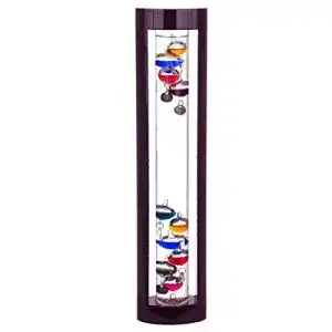 Galileo-Thermometer aus Glas und Holz, 44 cm