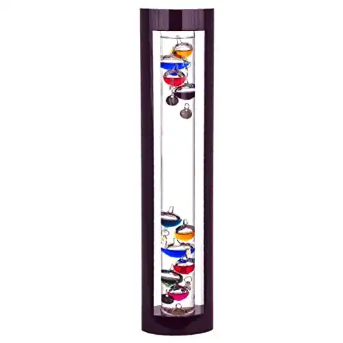 Galileo-Thermometer aus Glas und Holz, 44 cm