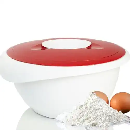 Rührschüssel mit Spritzschutz von Westmark, 2,5 l, Kunststoff, Weiß/Rot