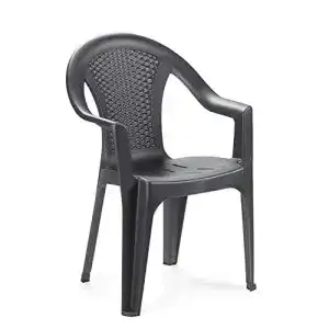 Ipae Monoblock-Stuhl stapelbar mit Rattan-Effekt in Anthrazit, 54 x 56 x 81 cm
