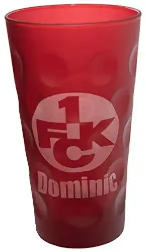 Dubbeglas mit Name graviert für 1. FC Kaiserslautern in Rot