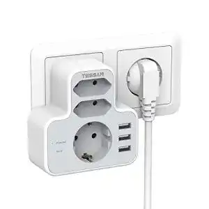 USB-Steckdosenadapter TESSAN Doppelstecker für Steckdose