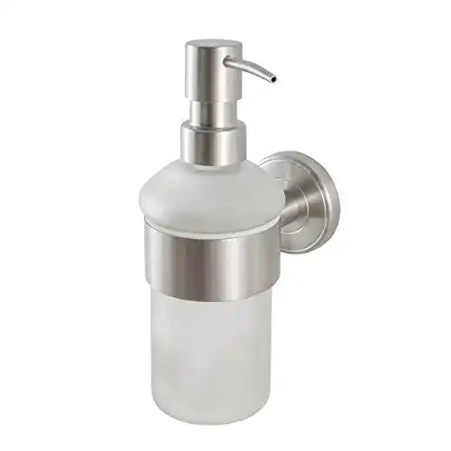 Seifenspender Ambiente Badserie aus satiniertem Glas und Edelstahl