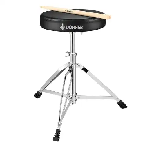 Schlagzeughocker Donner mit verstellbarer Höhe und Ahorn Holz Drumsticks