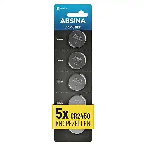 CR2450 Absina Knopfzelle 5er Pack für Blitzerwarner und weitere Anwendungen