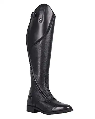 Lederreitstiefel Qhp Tamar für Damen in Schwarz, Größe 39