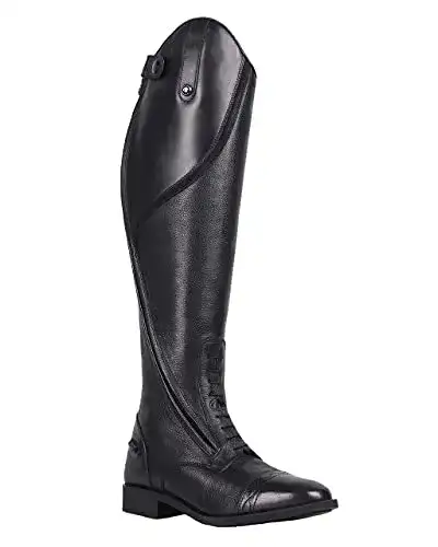 Lederreitstiefel Qhp Tamar für Damen in Schwarz, Größe 39