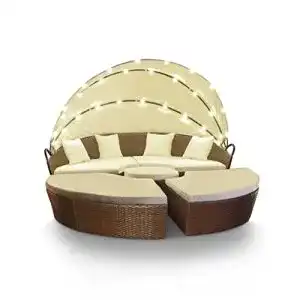 Sonneninsel Swing & Harmonie Lounge aus Poly Rattan mit LED-Beleuchtung