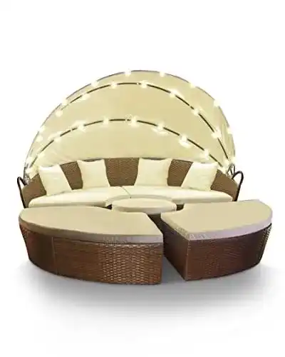 Sonneninsel Swing & Harmonie Lounge aus Poly Rattan mit LED-Beleuchtung