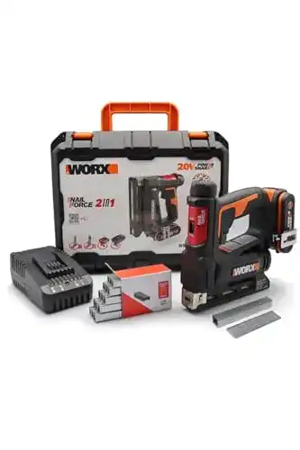 Worx WX843 NailForce Akku-Nagler und Tacker 20V für Nägel und Klammern