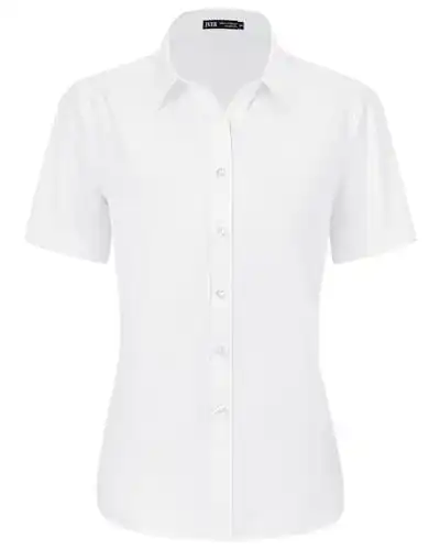 Weiße Bluse Damen Kurzarm Businessbluse Comfort Fit aus Baumwolle