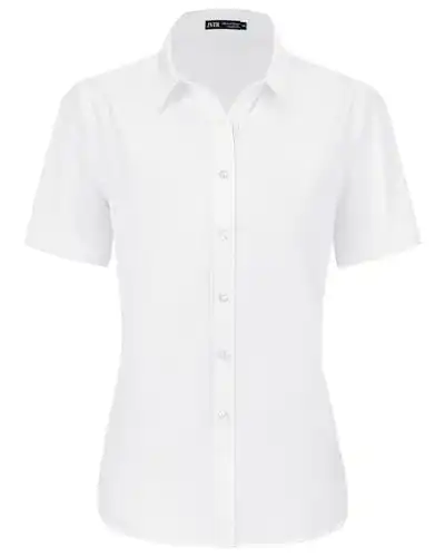 Weiße Bluse Damen Kurzarm Businessbluse Comfort Fit aus Baumwolle