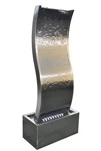 Wasserwand Köhko Edelstahl in Wellenform mit LED-Beleuchtung – 97 cm
