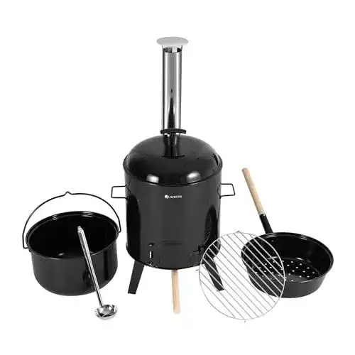 Outdoor-Ofen Juskys Gulaschkanone 17 Liter mit Kessel und Pfanne