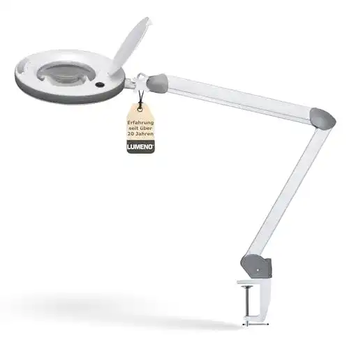 Lupenleuchte Lumeno dimmbare LED 8513GR mit Glaslinse und Helligkeitsstufen