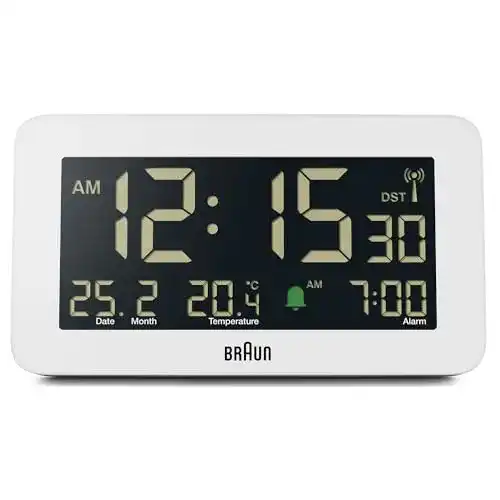 Braun Funkwecker BC10W-DCF mit digitaler Anzeige und DCF-Funktion