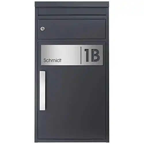 Paketbriefkasten SafePost 65MS mit gravierbarem Namensschild aus Edelstahl