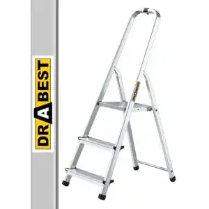 Trittleiter 3 Stufen von DRABEST – Klappbare Aluminiumleiter mit Ablage