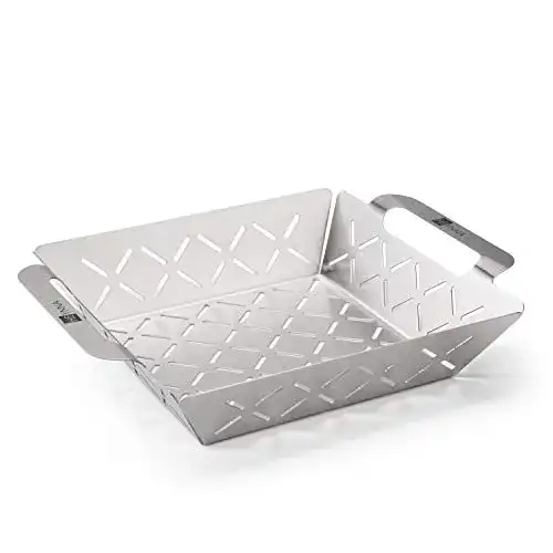 Grillkorb HEYNNA Edelstahl für Gemüse und Fleisch 22 cm