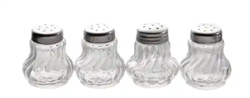 Salz- und Pfefferstreuer APS Ministreuer im 4er Set aus Glas und Edelstahl