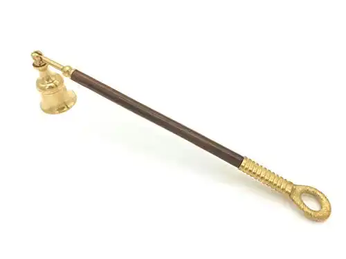 Kerzenlöscher aus Messing und Holz, 26 cm