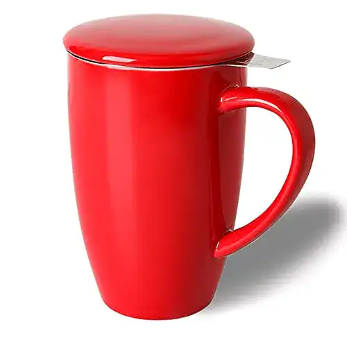 Sweejar Teetasse mit Teesieb und Deckel aus Porzellan, 473 ml