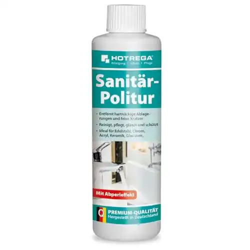 Hotrega Sanitär-Politur 250 ml mit Abperleffekt für Edelstahl, Chrom und Glas