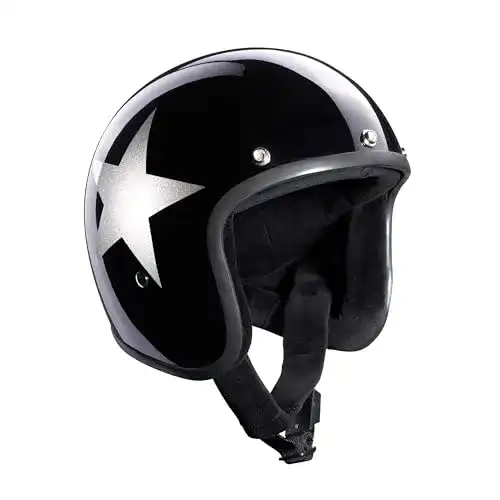 Bandit Jet Star Black Jethelm in Schwarz/Silber, Größe S (55/56)