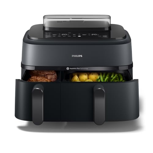 Heißluftfritteuse mit zwei Fächern von Philips Steam Airfryer Dual Basket 5000
