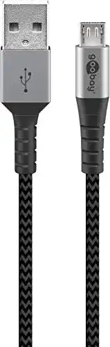 Micro-USB Kabel Goobay 49283 Robustes Textilkabel mit Metallsteckern