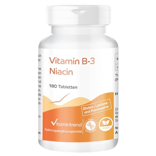Vitamin B3 Niacin 100mg Tabletten, 180 Stück von Vitamintrend