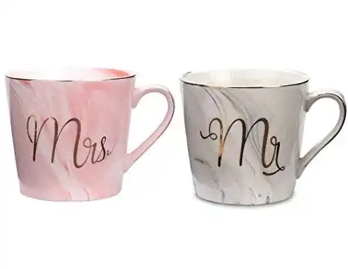 Kaffeetassen Tougo 2 Stück 400 ml Mr und Mrs Keramikbecher