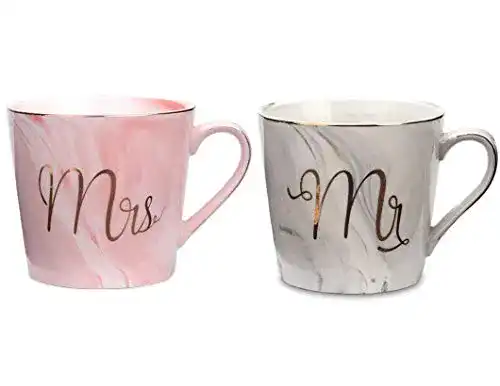 Kaffeetassen Tougo 2 Stück 400 ml Mr und Mrs Keramikbecher