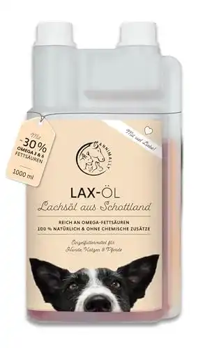 Lachsöl für Katzen und Hunde 1 Liter mit Omega 3 und 6 Fettsäuren