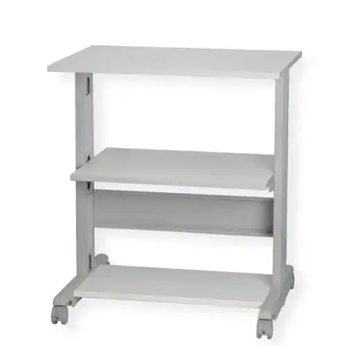 Druckertisch Roline in Grau mit 3 Ebenen und Rollen