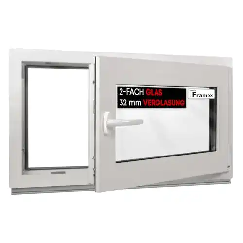 Kellerfenster Framex Kunststofffenster in Weiß, 95 x 45 cm