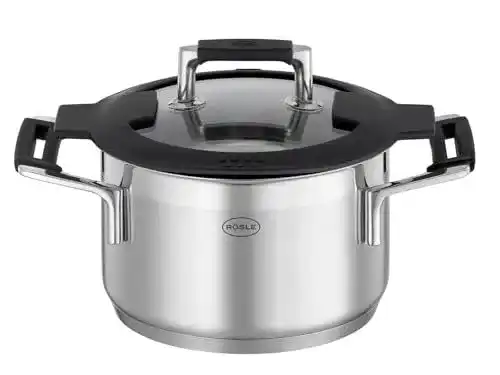 Rösle Silence Pro Kochtopf aus Edelstahl 18/10, 16 cm, induktionsgeeignet