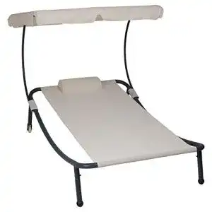 Sonnenliege mit Dach Divero 200 x 139 x 152 cm für Garten und Terrasse