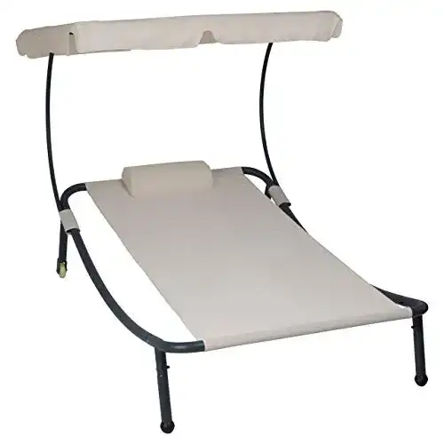 Sonnenliege mit Dach Divero 200 x 139 x 152 cm für Garten und Terrasse