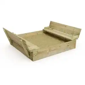 Wickey Sandkasten Holz Flippey 150×165 cm mit Klappdeckel für Kinder